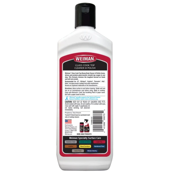 Weiman Cooktop Cleaner and Polish Cream for Glass, Ceramic and Induction Surfaces -15 oz