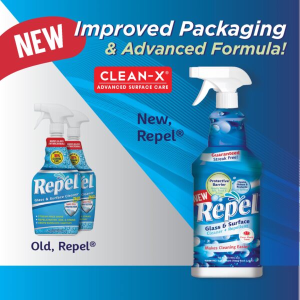 Repel Glass & Surface Cleaner + Repellent with barrier coating technology (2 pack)