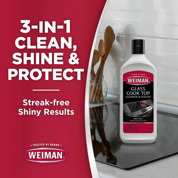 Weiman Cooktop Cleaner and Polish Cream for Glass, Ceramic and Induction Surfaces -15 oz