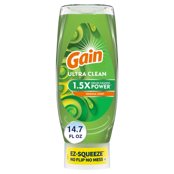 Gain EZ-Squeeze Dishwashing Liquid Dish Soap, Original Scent, 14.70 fl oz